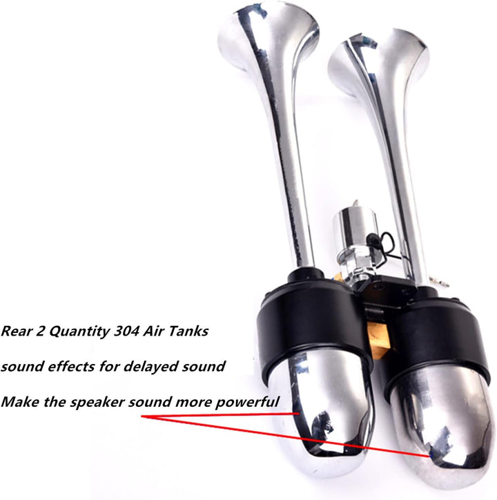 YIYIDA Air Horn Autohupe Schiffshupe Verlängern Sie den Ton Lufthupe Zinkchrom Doppelsilberlautsprec