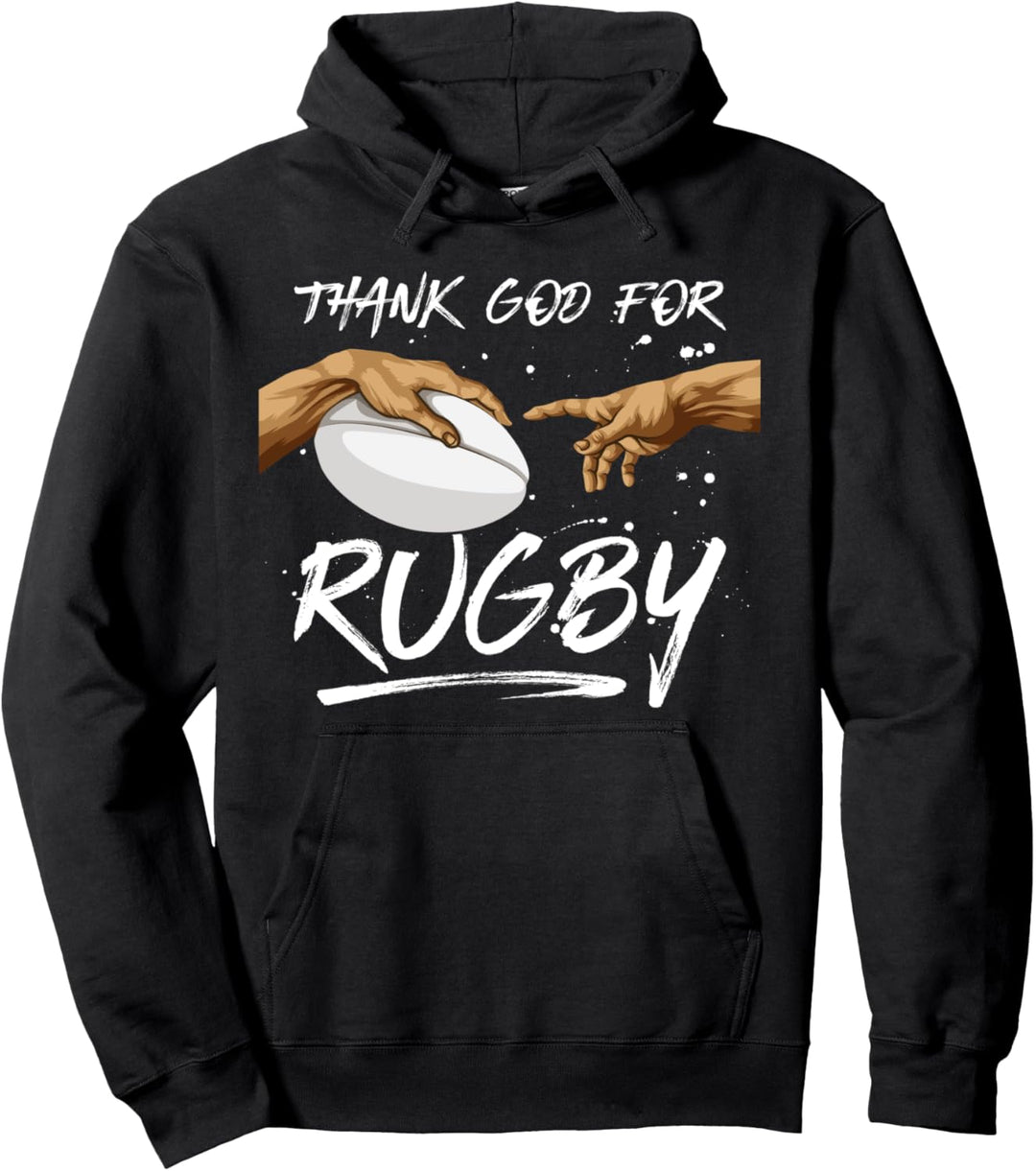 Rugby Michelangelos Hände "Thank God For Rugby" Rugger Pullover Hoodie