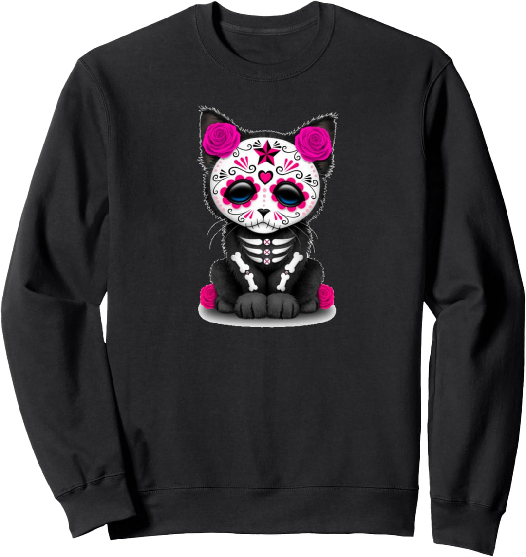 Zuckerschädel-Katzentag des toten Halloween Sweatshirt