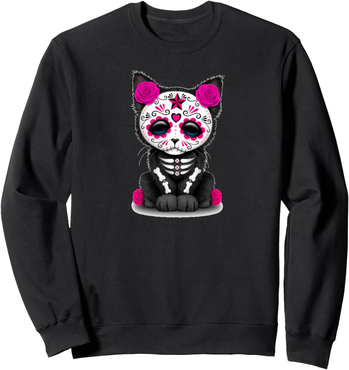 Zuckerschädel-Katzentag des toten Halloween Sweatshirt