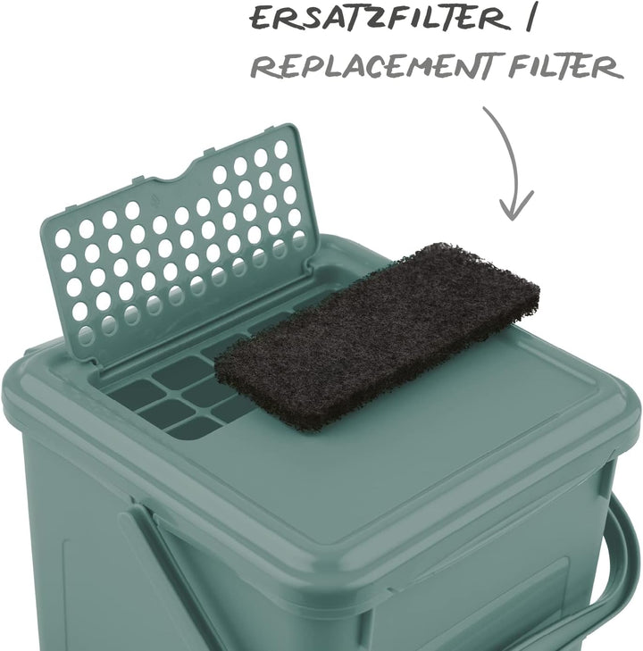 Rotho Bio Komposteimer 9l mit Aktivkohlefilter im Deckel und weiteren Ersatzfilter, Kunststoff (PP)