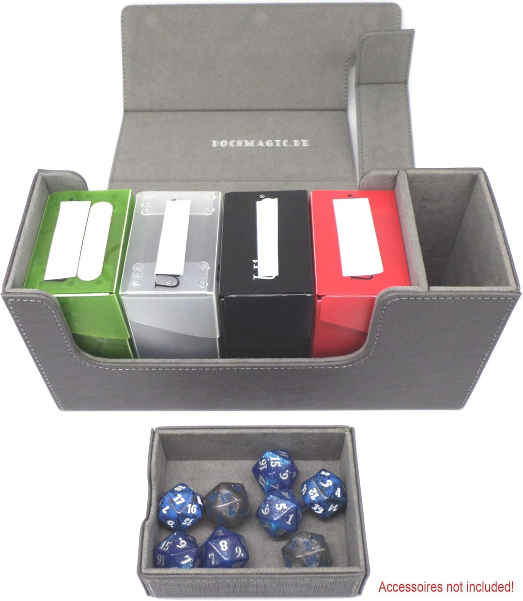 docsmagic.de Premium Magnetic Tray Long Box Silver Small + 2 Flip Boxes - Silber Small + 2 Flip Boxe