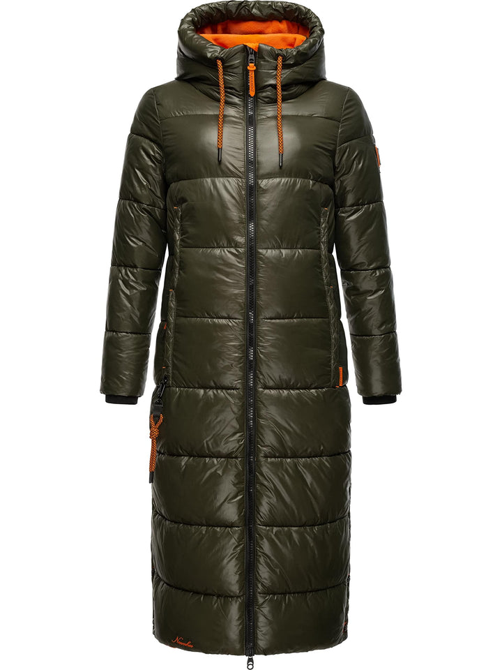 Navahoo Damen Warmer Winter Steppmantel mit Kapuze Schmuseengel XS-XXL XL Dark Olive, XL Dark Olive