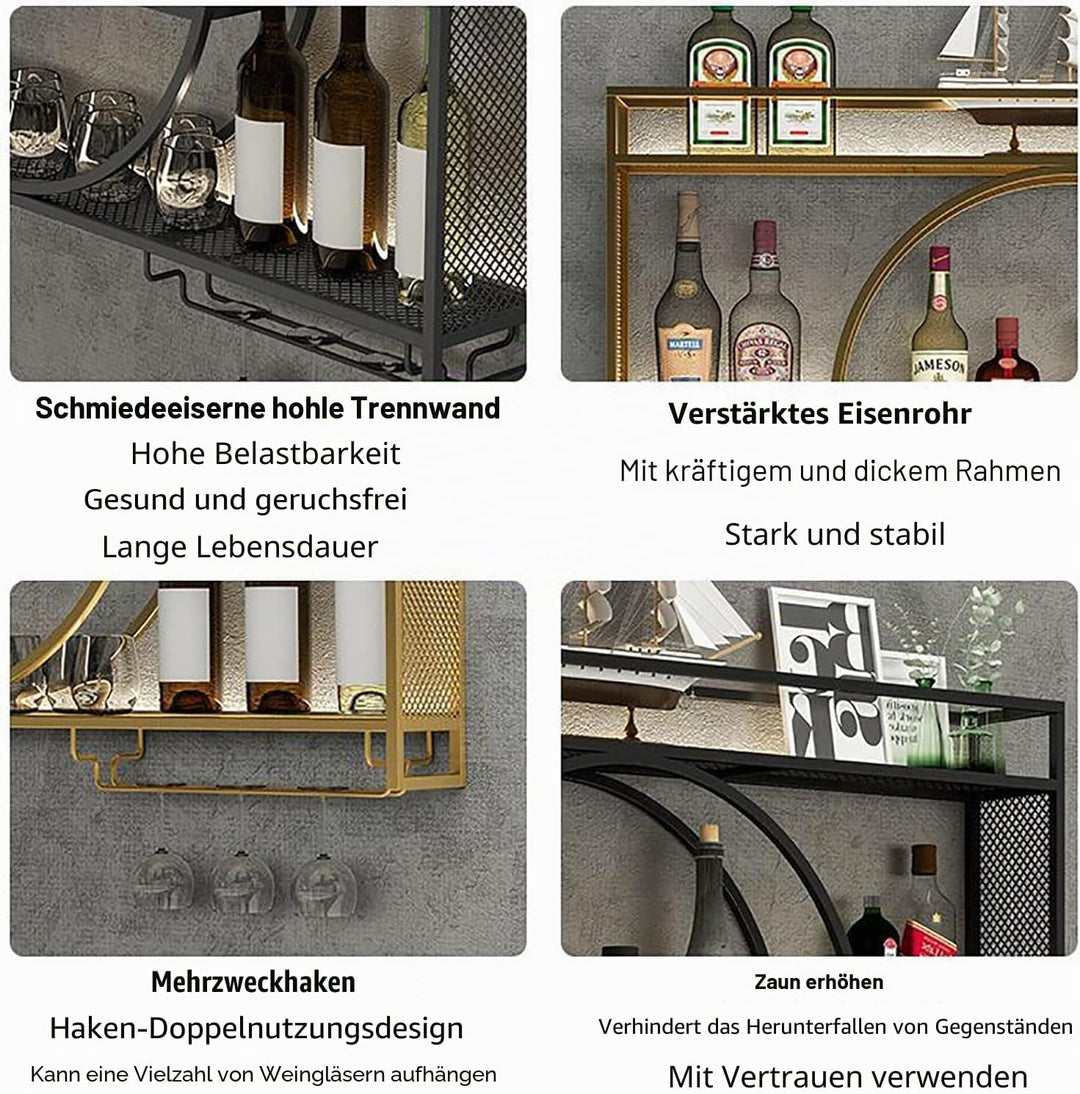 Modernes Weinregal aus Metall, Wandmontage, Bar-Einheit, schwebende Regale, Weinregale, Glasregal, E