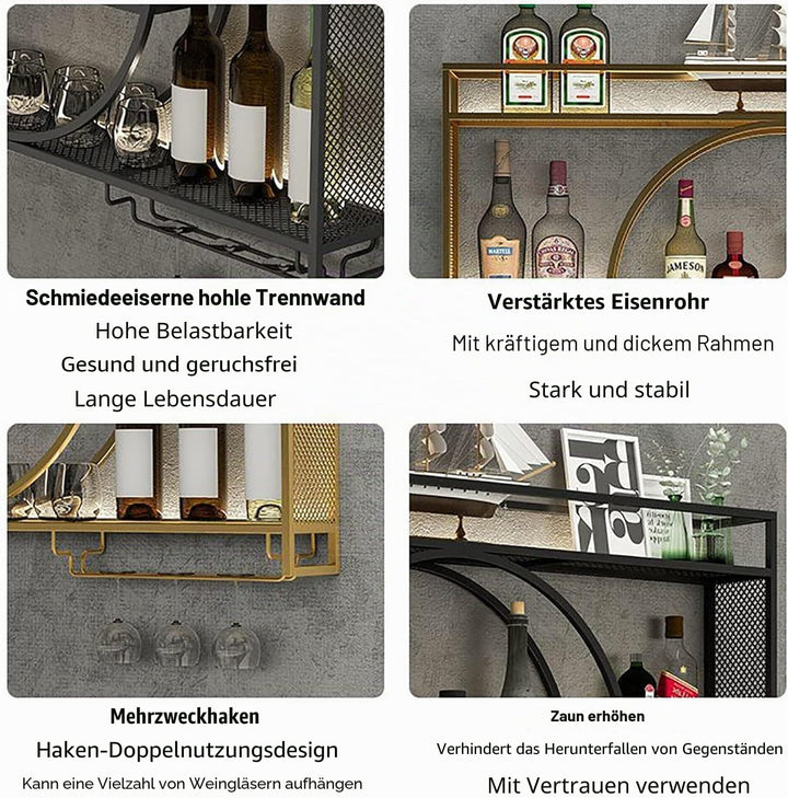 Modernes Weinregal aus Metall, Wandmontage, Bar-Einheit, schwebende Regale, Weinregale, Glasregal, E
