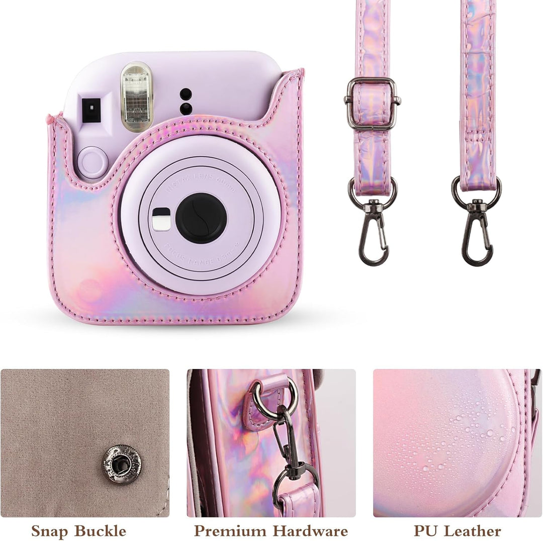 Kameratasche für Fujifilm Mini 12, PU-Leder Schutzhülle Kompatibel mit Instax Mini Instant und Digit