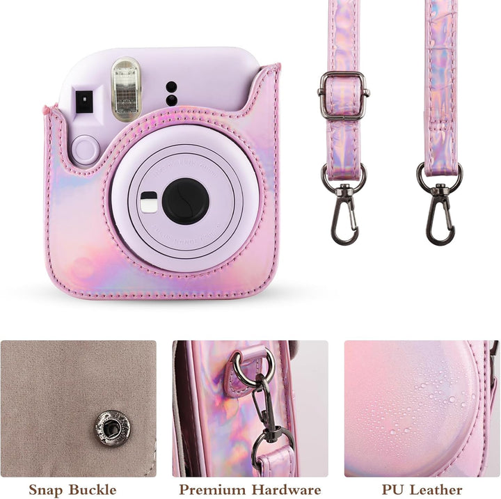 Kameratasche für Fujifilm Mini 12, PU-Leder Schutzhülle Kompatibel mit Instax Mini Instant und Digit