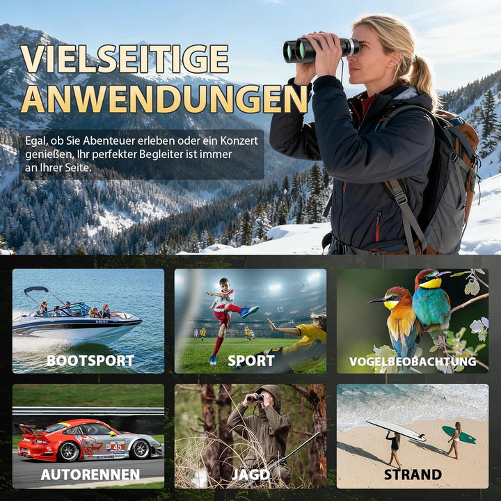 12x42 HD Fernglas für Erwachsene mit Telefonadapter, Stativ & Stativadapter - BAK4 Prisma, FMC-Objek