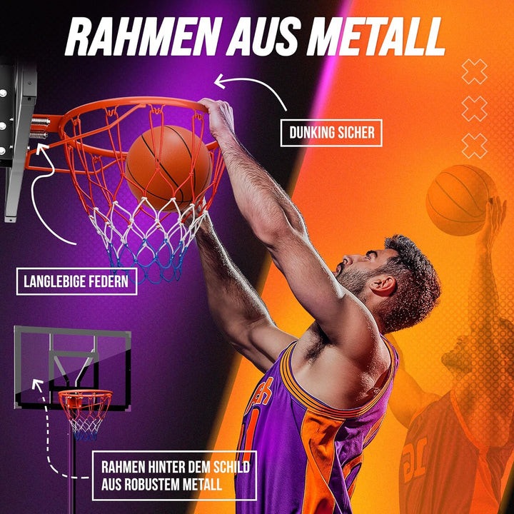 Basketballkorb Outdoor [mit Sandsack] – Basketball Korb höhenverstellbar von 135 cm bis 305 cm – Wet