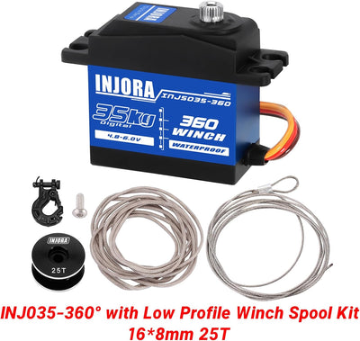 INJORA 35KG Digital Servo wasserdichte 360 °-Drehung 23T 25T Servo Winden Spule für RC Crawler Auto