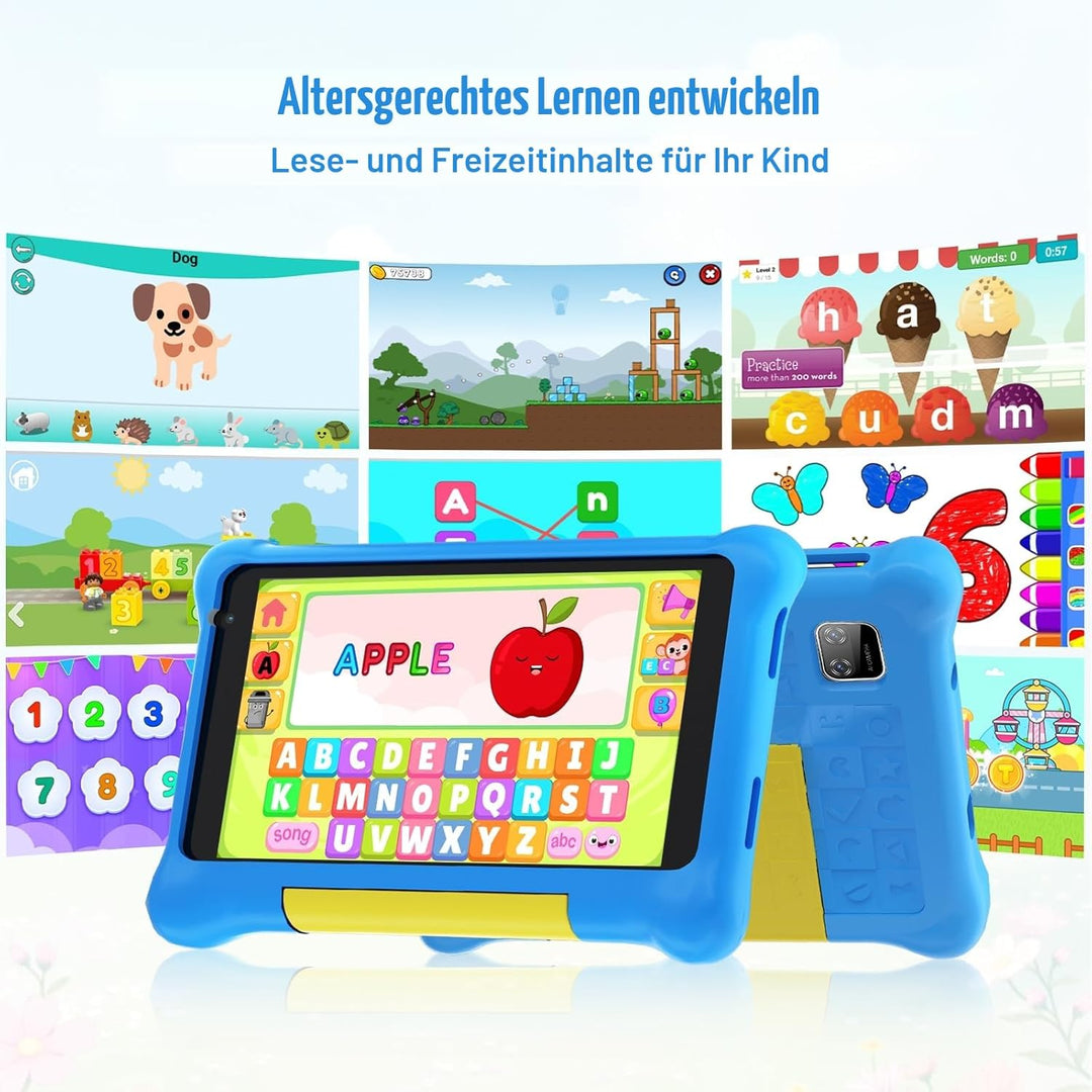 Laptok Kinder Tablet 7 Zoll, Android Tablet für Kinder, 5GB RAM+32GB ROM+128GB Erweiterbar, Wi-Fi, B