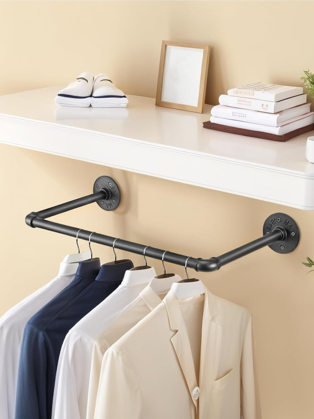 2-Pack Kleiderständer für die Wand 50cm Rohr Kleidergestell Industrieller Stil Wandhänger Abnehmbare