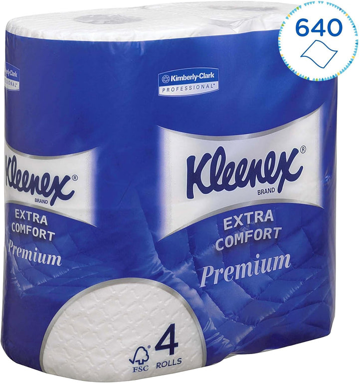 Kleenex Premium Toilettenpapier Rolle 8484, WC-Papier 24 Rollen x 160 wattierte Blätter, Klopapier 4
