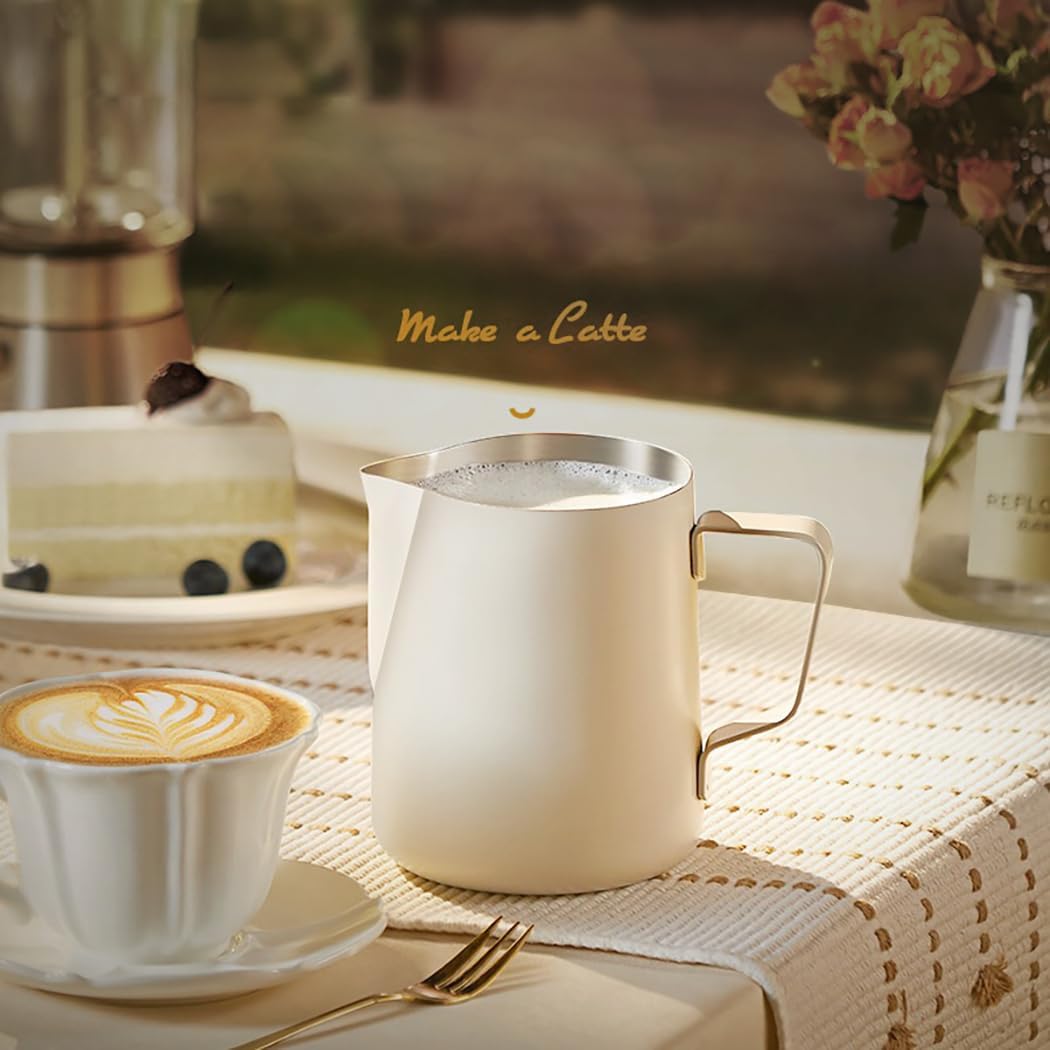 Hoshen Espresso-Dampfkrug aus Edelstahl, Milchaufschäumer, Latte-Kunst-Tasse, Espresso, Latte, Cappu