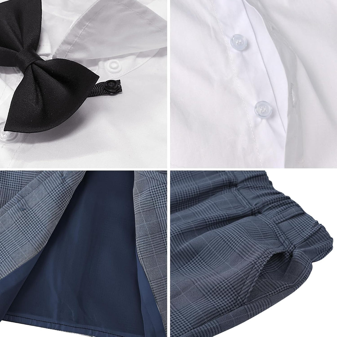 mintgreen Baby Anzug Junge, 3 Stück Gestreift Outfit Hochzeit Gentleman Kleiderset Lange Ärmel Hemd