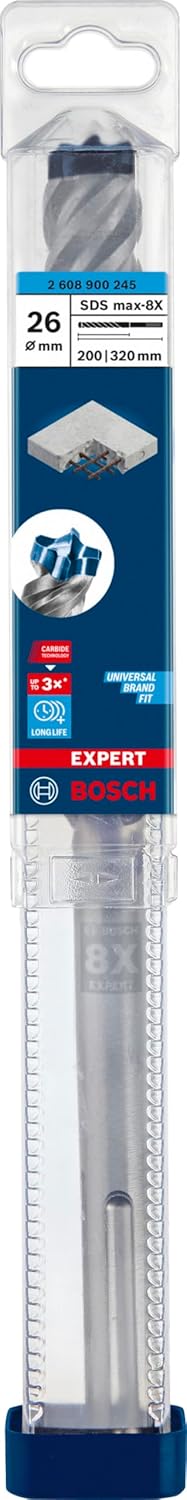 Bosch Professional 1x Expert SDS max-8X Hammerbohrer (für Stahlbeton, Ø 26,00x320 mm, Zubehör Bohrha