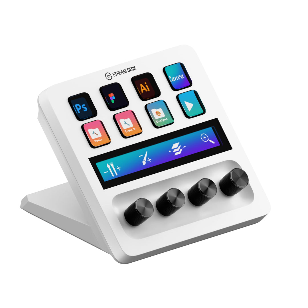 Elgato Stream Deck + White, Audiomixer, Live-Produktion und Studio-Controller für Content Creators,
