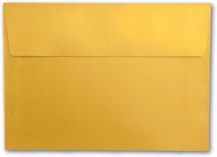 75x Briefumschläge DIN C5 Gold Metallic - 16,2 x 22,9 cm - Haftklebung - glänzende Kuverts für gross