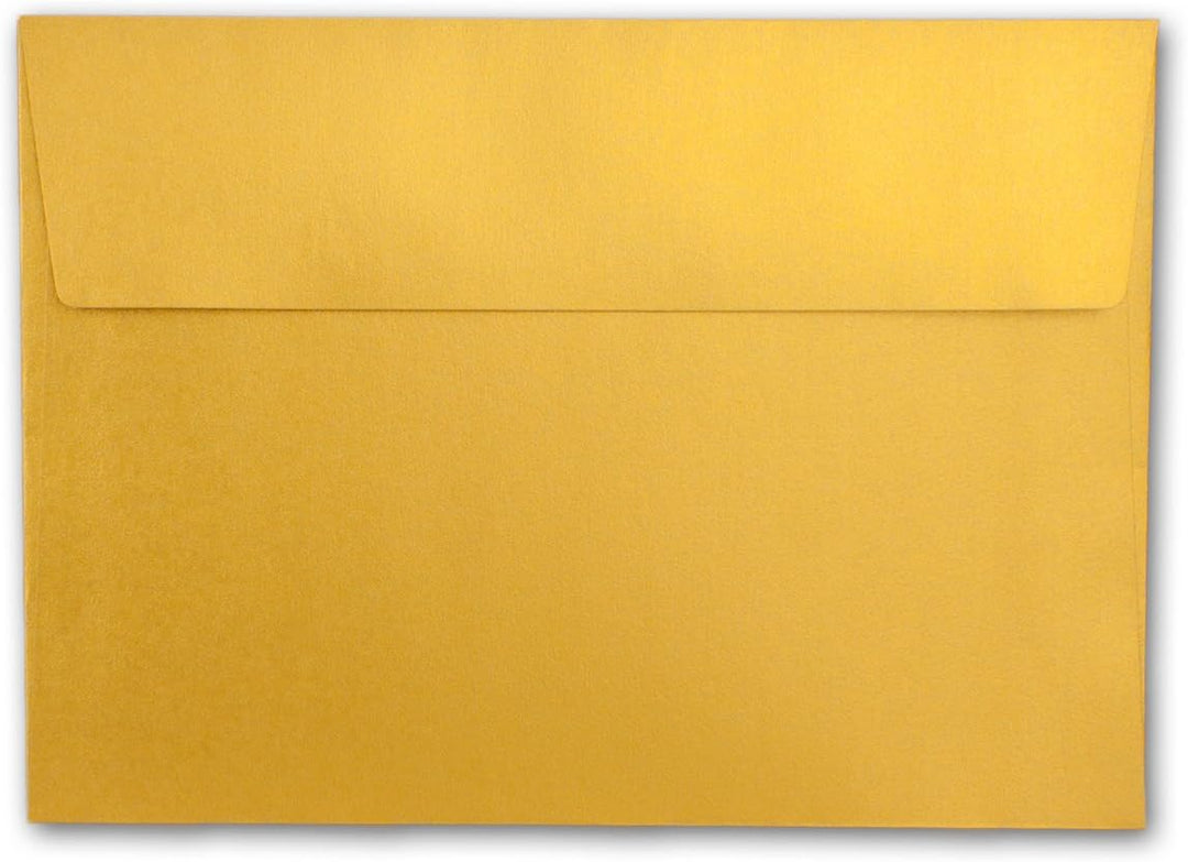 100x Briefumschläge DIN C5 Gold Metallic - 16,2 x 22,9 cm - Haftklebung - glänzende Kuverts für gros