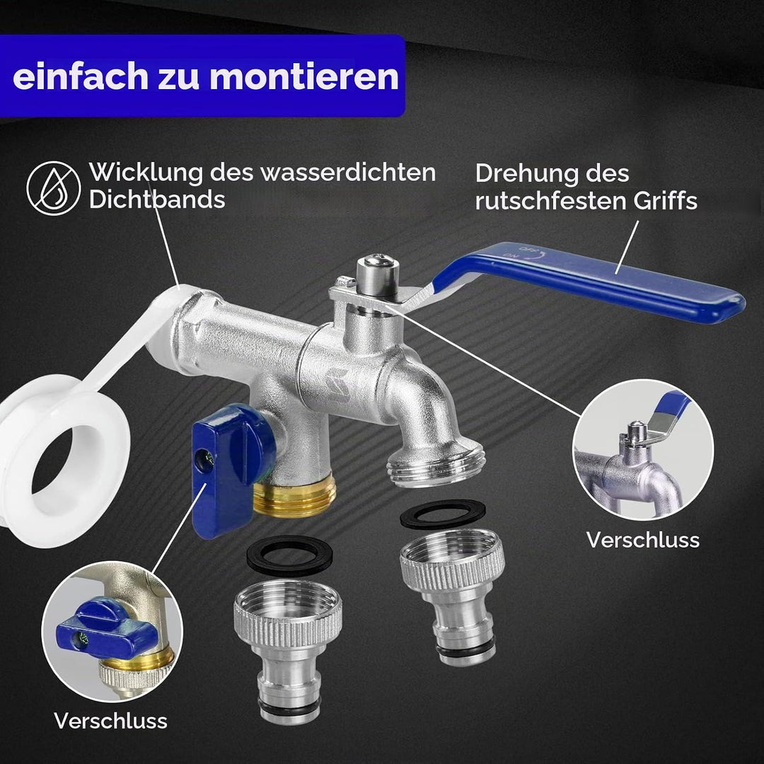 SPGOOD Garten Wasserhahn,Doppel Auslaufhahn 3/4 Zoll,aus Messing Rost-und Frostsicher,mit 2X 3/4 Zol