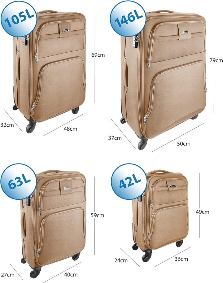 Goldhofer® Reisekoffer Set in 4 Grössen und 4 Farben (Beige)