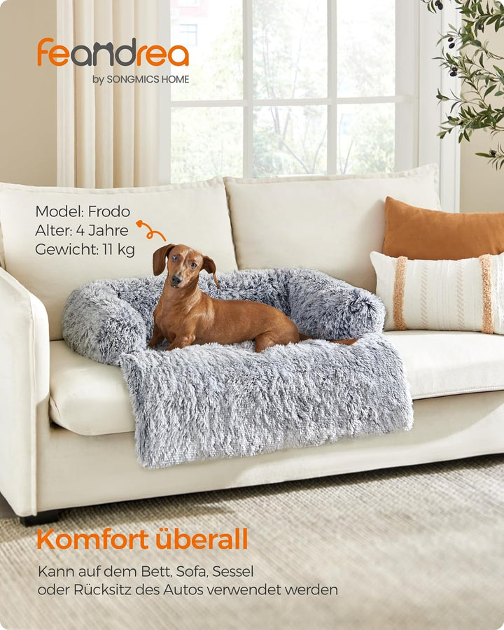 Feandrea FluffyHug Hundebett Plüsch, Hundedecke Sofa, Sofaschutz Hund, Hundekissen, Grösse L, für mi
