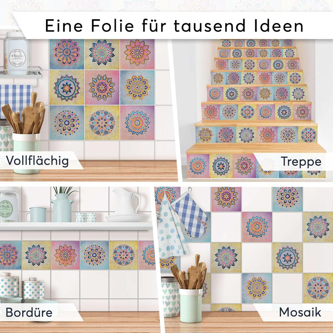 Traditionelle Fliesen-Aufkleber I Fliesenfolie - Sticker Klebefolie für Küche u. Badfliesen I selbst