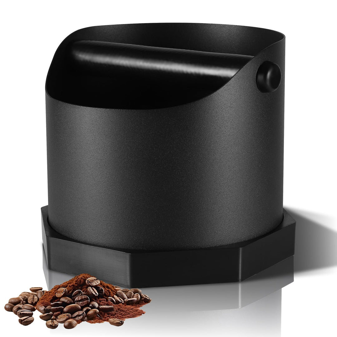 Abklopfbehälter für Siebträger Espresso, 1.6L Edelstahl Kaffee Knock Box mit Abnehmbarer Knock Bar &
