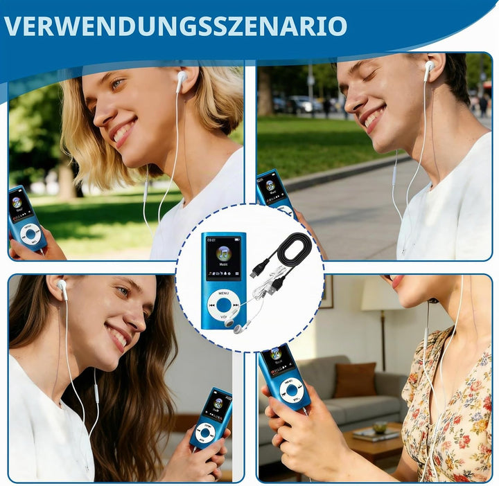 MP3/MP4-Player Musikplayer Unterstützt Bis zu 64 GB TF-Karte Tragbar HiFi-Musikplayer mit Kopfhörer