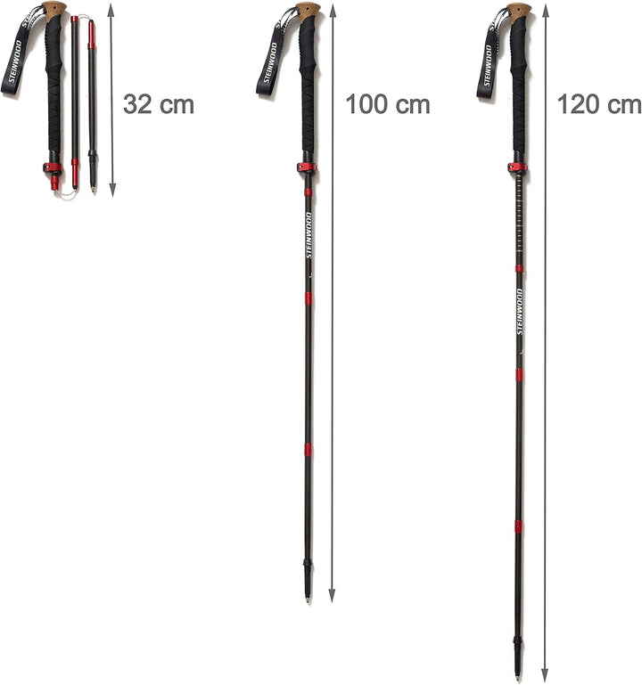 Steinwood Premium Carbon Wanderstöcke - Trekkingstöcke - extra leicht, verstellbar mit Teleskop und