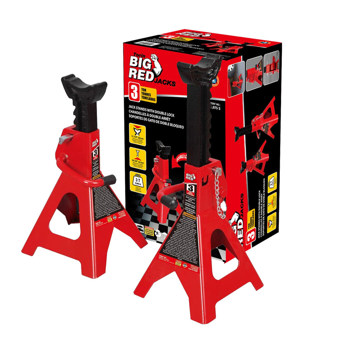 Big Red T43002A Torin Stahl Wagenheberständer: Doppelverriegelung, 3 Tonnen (2,7 kg) Kapazität, rot,