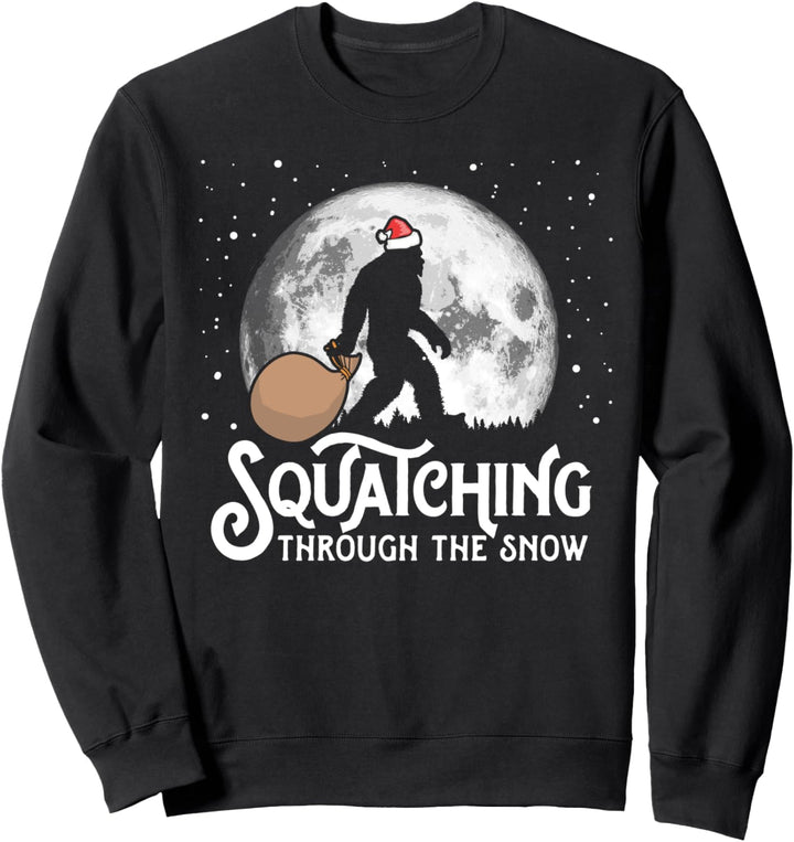 Squatching Through The Snow Funny Bigfoot Christmas Santa Sweatshirt