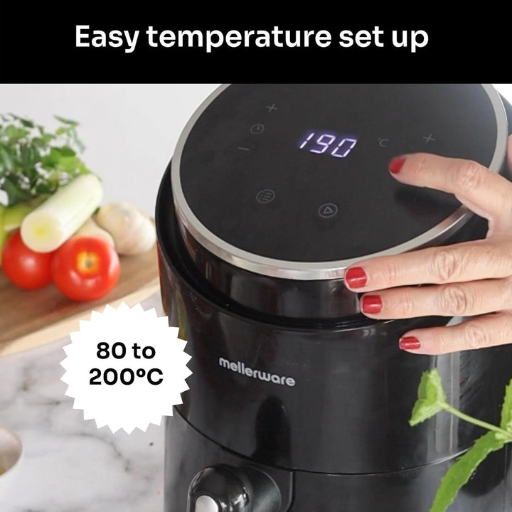 Mellerware - Heissluftfritteuse Crunchy! 1230W | Multifunktionale mit 8 Programmen | Temperaturkontr
