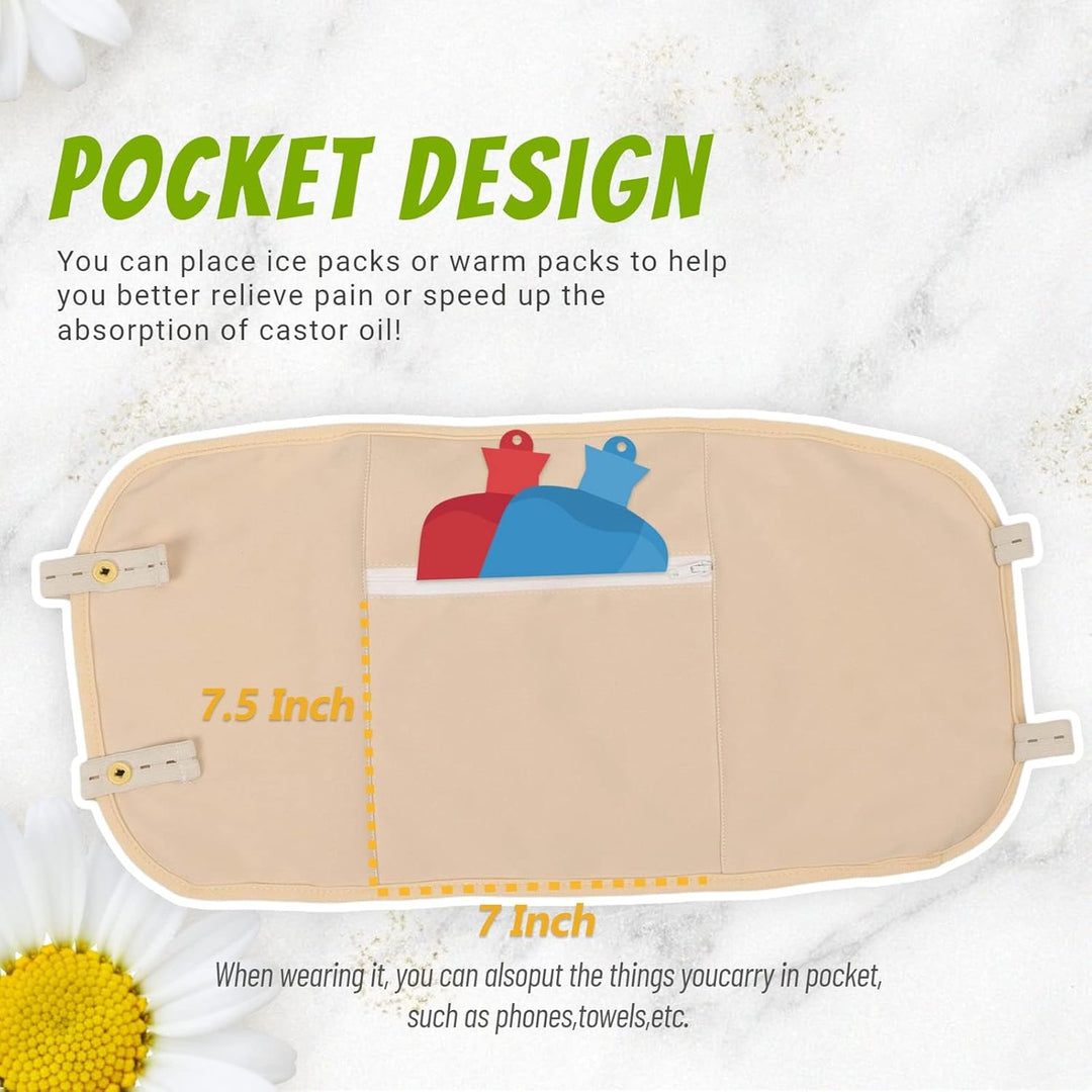 Castor Oil Pack, Wiederverwendbare Castor Oil Pack Wrap Organicmit Klettverschluss Taille Gürtel für