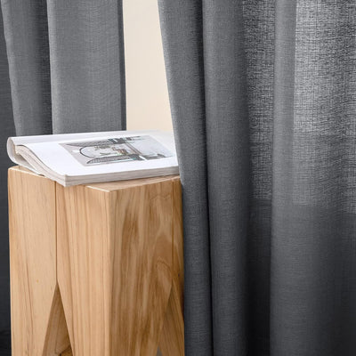 MIULEE 2er Set Voile Vorhang Sheer Leinenvorhang mit Ösen Transparente Unregelmässige Textur Gardine