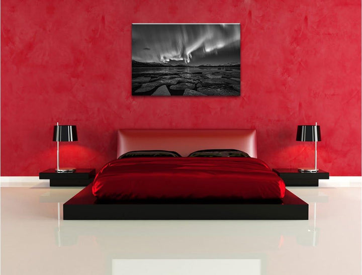 Pixxprint Polarlicht am Himmel als Leinwandbild/Grösse: 100x70 / Wandbild/Kunstdruck/fertig bespannt