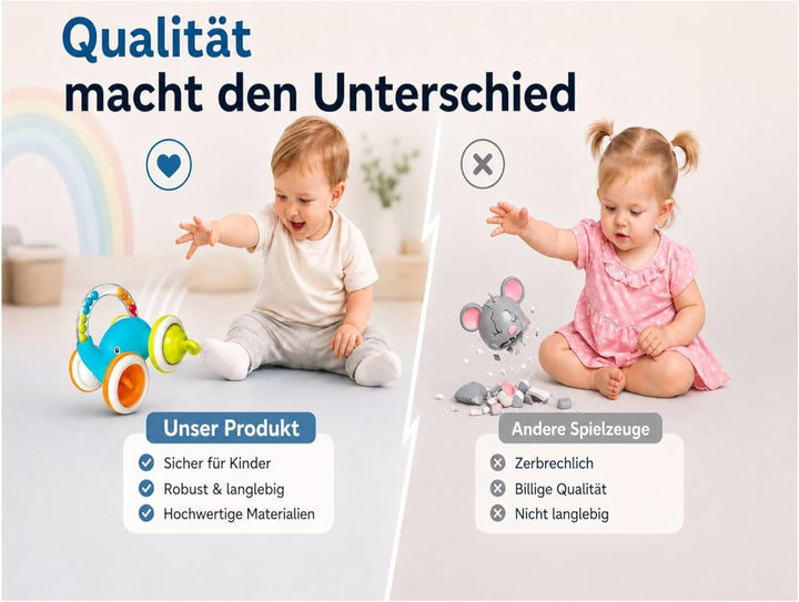 Motorikspielzeug mit Greifring 3in1, Babyspielzeug Rassel ab 3-24 Monate, Entwicklungsspielzeug mit