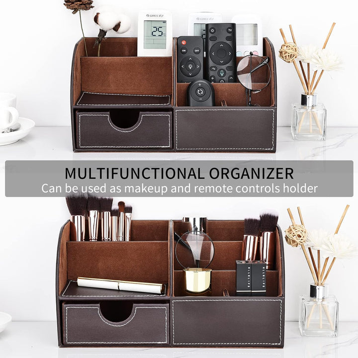 KINGFOM Büro Schreibtisch Organizer Ordnungssystem Tisch Organizer PU Leder Stiftehalter Stiftebox S