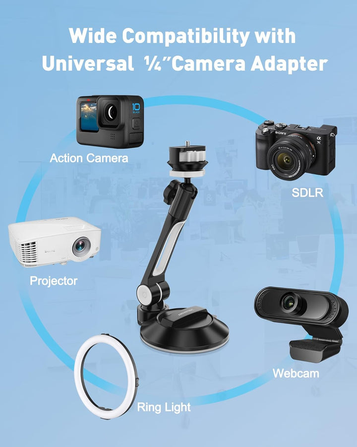 AboveTEK Tablet & Handy Ständer mit Saugnapf – Faltbare 360° Halterung Auto für iPad/Smartphones (4–