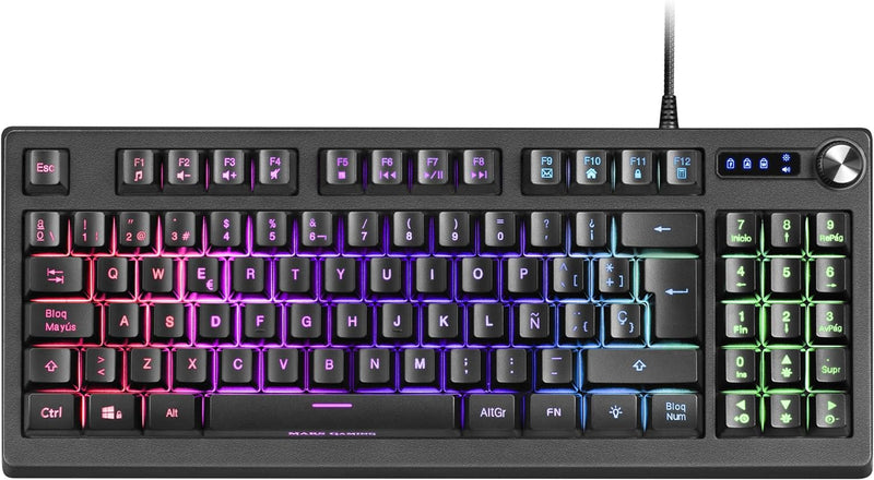 Mars Gaming MKREVOES, H-Mech Compact TKL Tastatur und Ziffernblock, Volle RGB-Beleuchtung, Spanisch