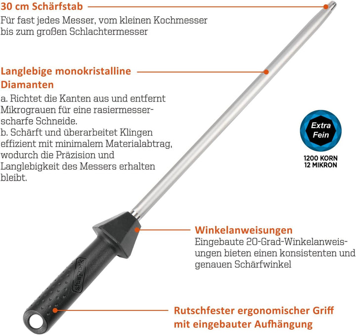 Sharpeak (eine marke von SHARPAL) 110R Gesamtlänge 45 cm/Stangen 30 cm Monokristalliner Diamant-Wetz