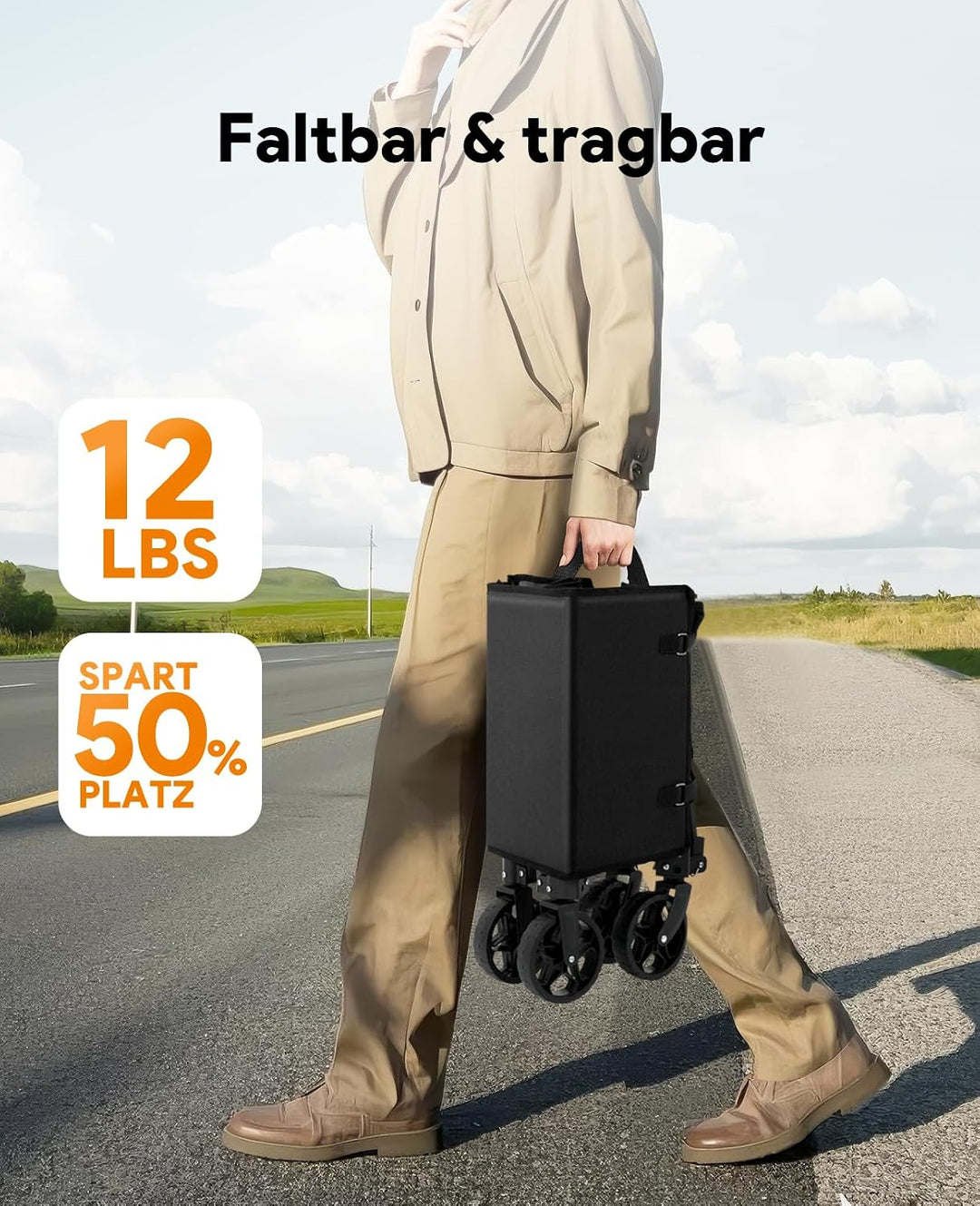 3 in 1 Bollerwagen Faltbar 120L, Klappbar Handwagen mit Rädern, 220lbs Transportwagen Faltbar, Umbau