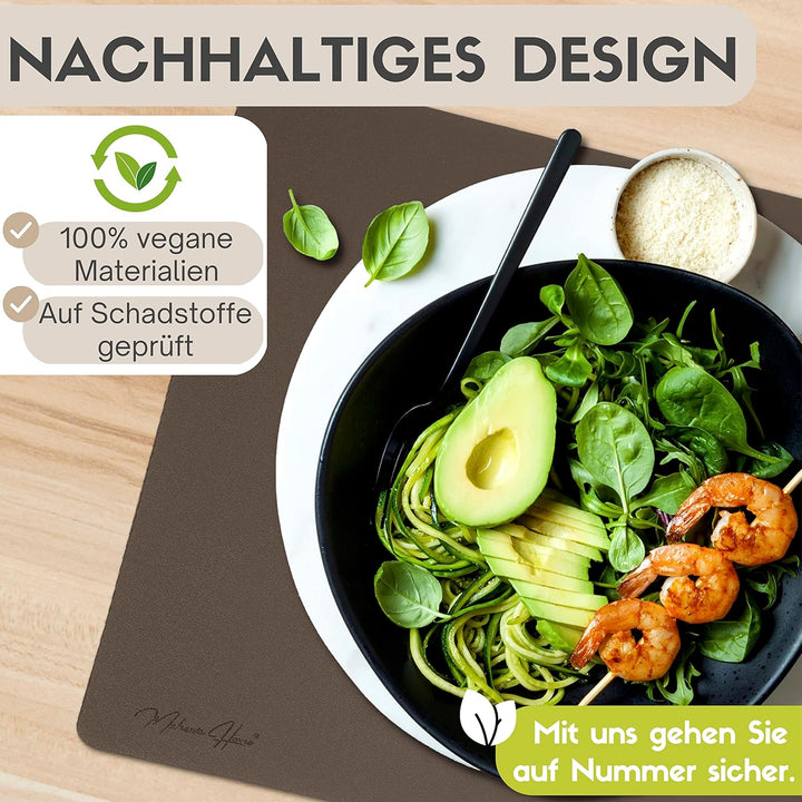 Mahewa® 6er Set Premium Tischset aus Kunstleder - Platzset abwaschbar und wasserdicht - Platzdeckche