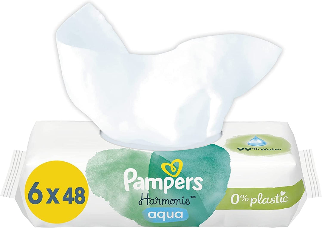 Pampers Harmonie Aqua Baby Feuchttücher, 288 Tücher, Alte Version Unparfümiert 288 stück (1er Pack),