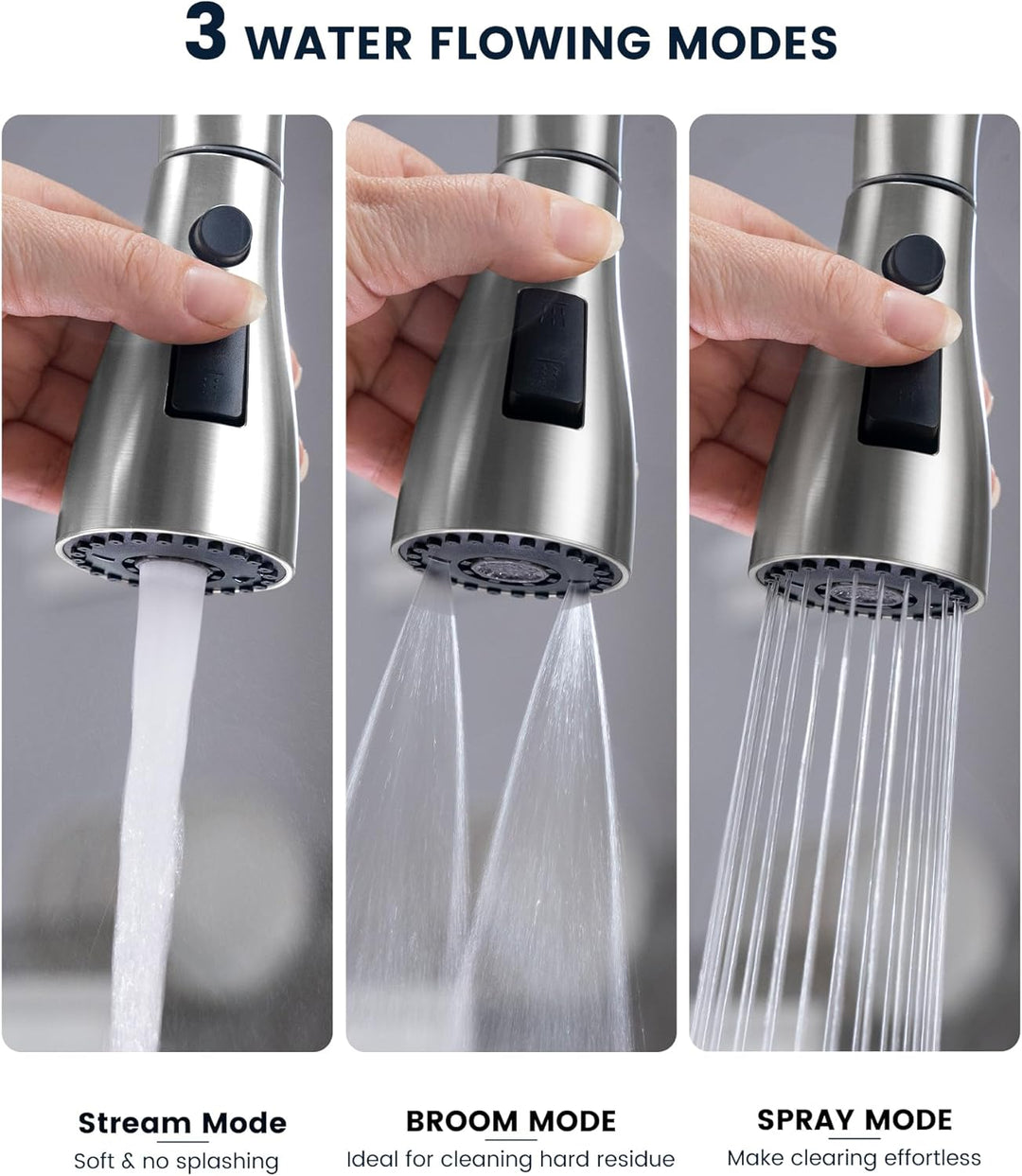 APPASO Wasserhahn Küche mit Spülmittelspender, Küchenarmatur Ausziehbar Hochdruck, Mischbatterie Küc