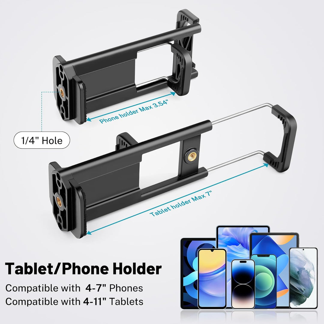 JOILCAN Kamera Stativ Ständer 190cm, Leichtes Dreibeinstativ mit Handy/Tablette Halterung für Smartp