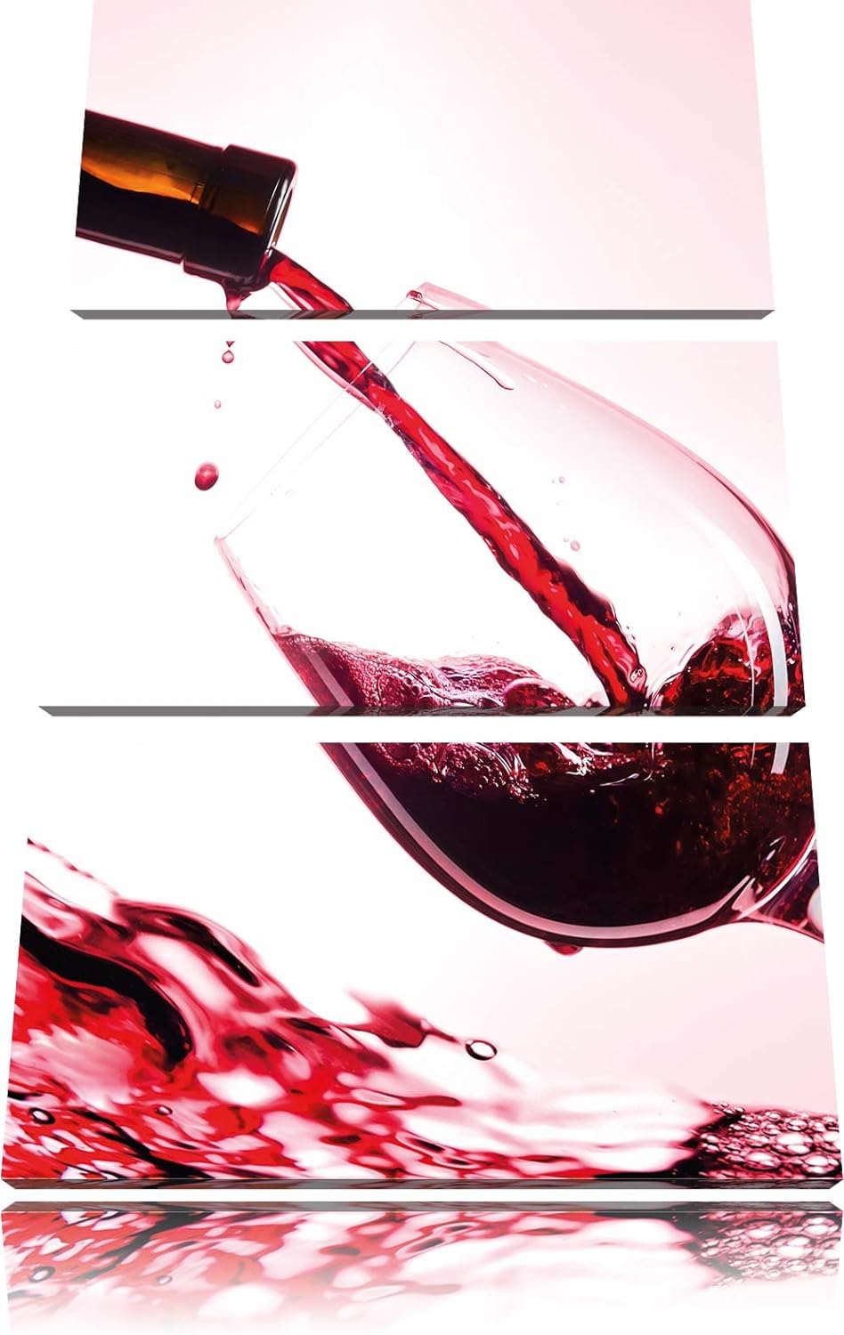 Wein 3-Teiler Leinwandbild 120x80 Bild auf Leinwand, XXL riesige Bilder fertig gerahmt mit Keilrahme