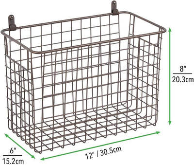 mDesign 2er-Set Wandregal aus Metall – grosser Ablagekorb für Flur, Schlafzimmer und andere Räume –