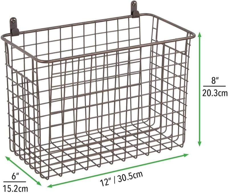 mDesign 2er-Set Wandregal aus Metall – grosser Ablagekorb für Flur, Schlafzimmer und andere Räume –