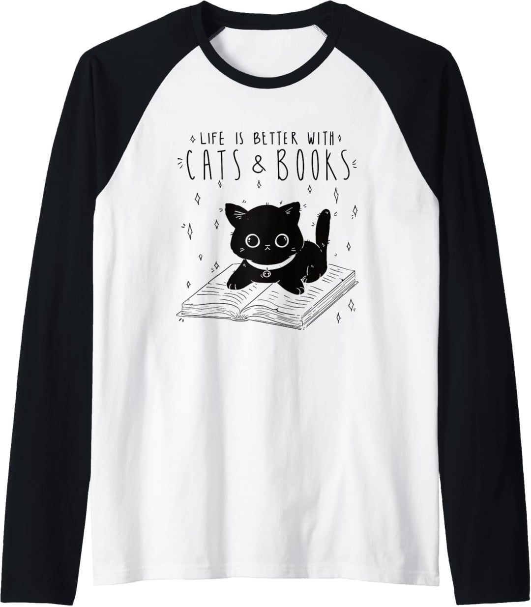 Katze Life Is Better With Cats And Books, Bücher Raglan